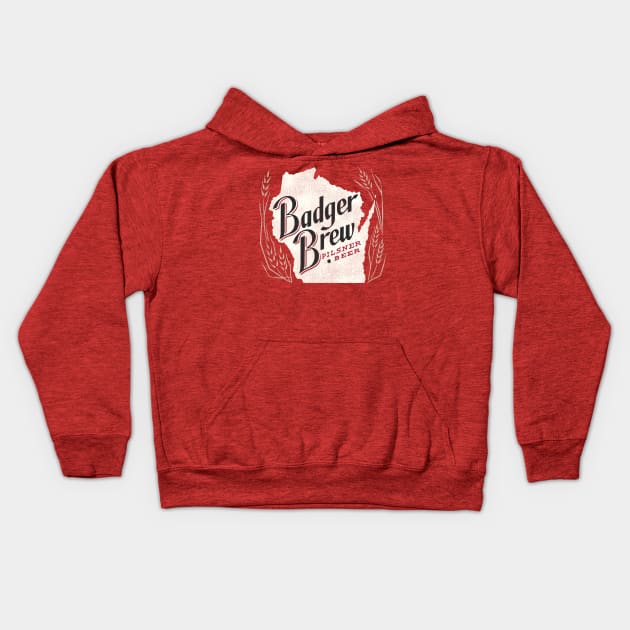 Badger Brew Retro Defunct Wisconsin Breweriana Kids Hoodie by darklordpug